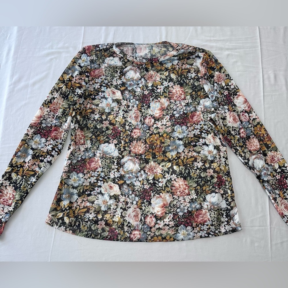 Floral Mesh Long Sleeve Women's Top Size 3XL